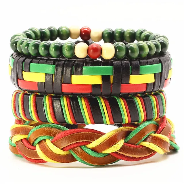 Vintage Rope Handmade Bead Woven Leather  Bracelets