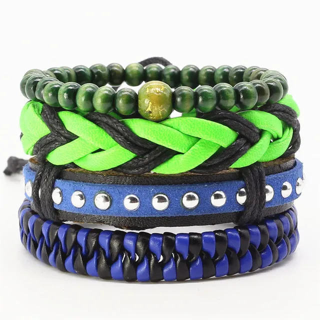 Vintage Rope Handmade Bead Woven Leather  Bracelets