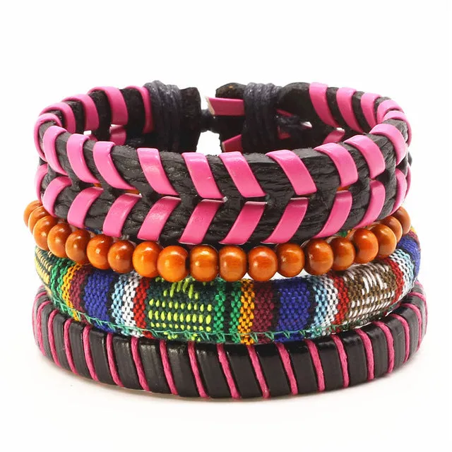 Vintage Rope Handmade Bead Woven Leather  Bracelets