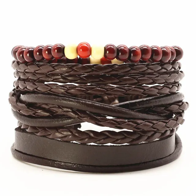 Vintage Rope Handmade Bead Woven Leather  Bracelets