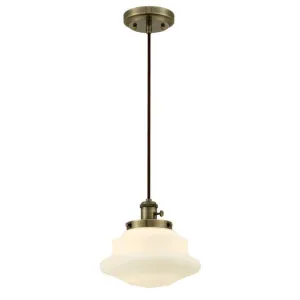 Westinghouse 6346100 1 Light Mini Pendant with Turn Knob Antique Brass Finish with Frosted Opal Glass