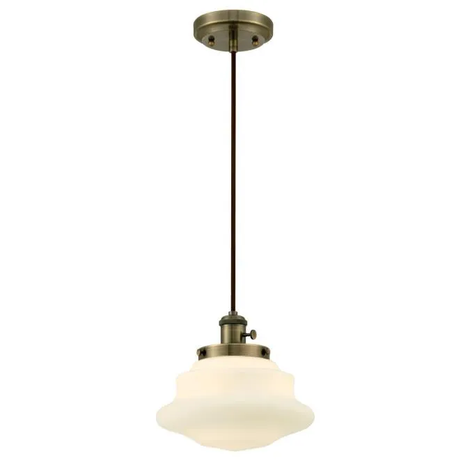 Westinghouse 6346100 1 Light Mini Pendant with Turn Knob Antique Brass Finish with Frosted Opal Glass