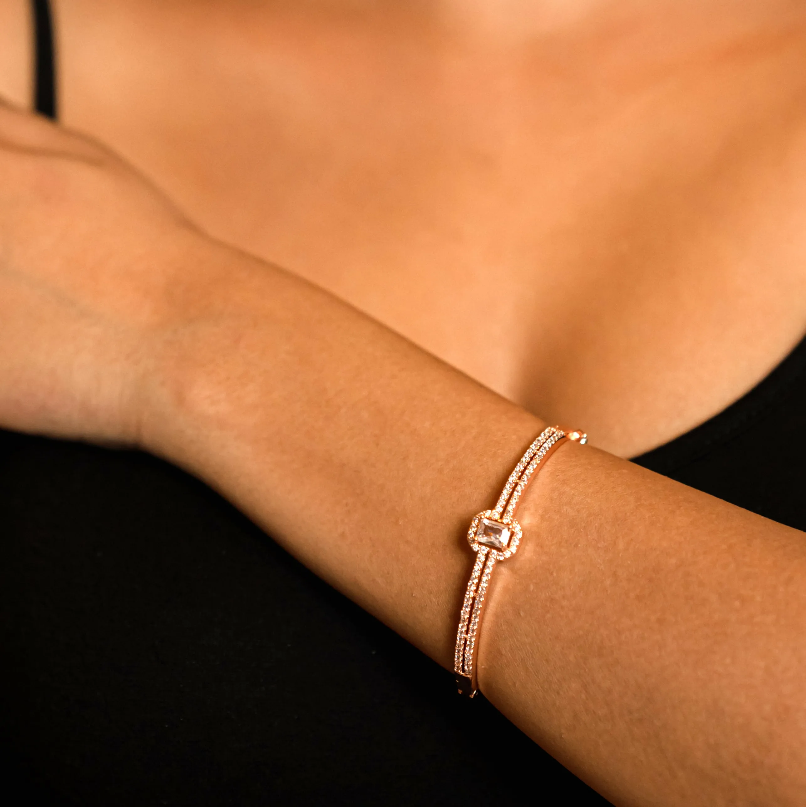 White Brilliance Rose Gold Bracelet