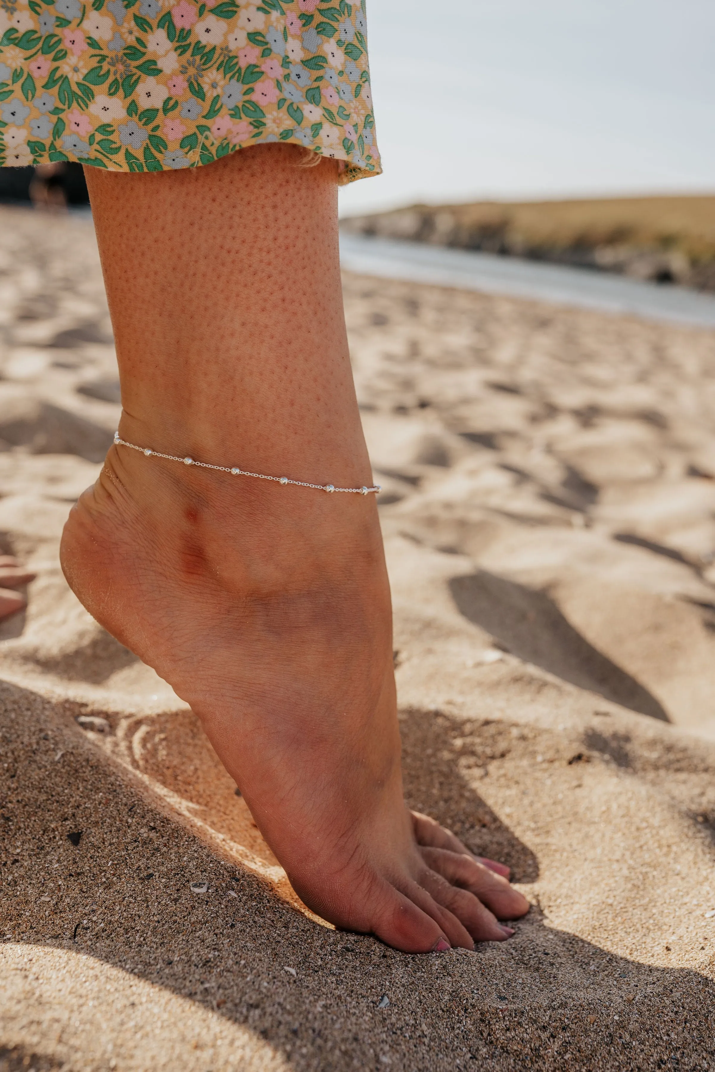 Wisteria London Sterling Silver Satellite Bead Anklet