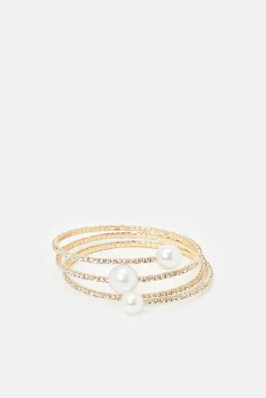 Women Gold Embellished Wrap Bracelet