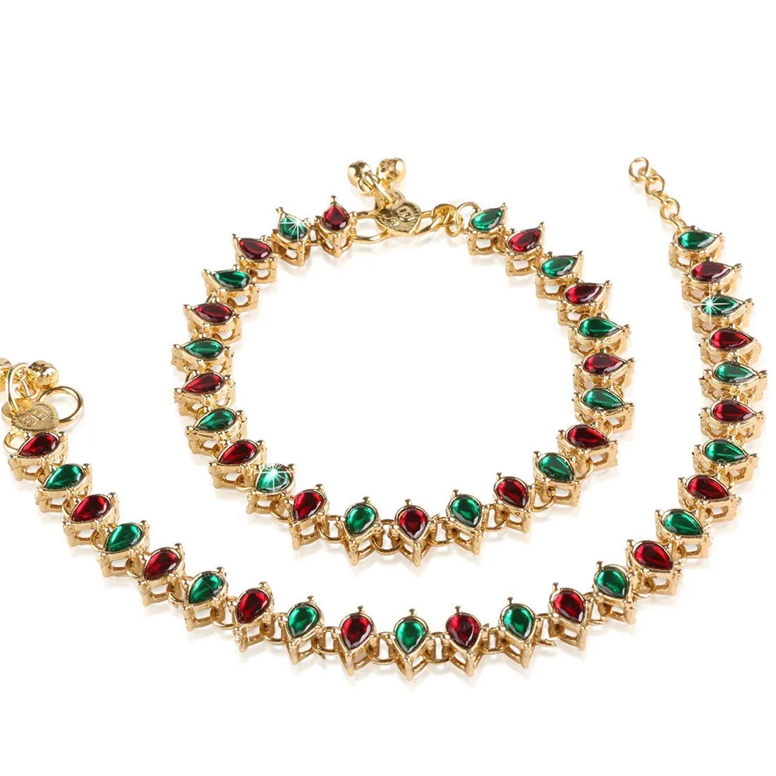 Women's/Girls Traditional Gold Plated Alloy Kundan Payal Anklets Jewellery