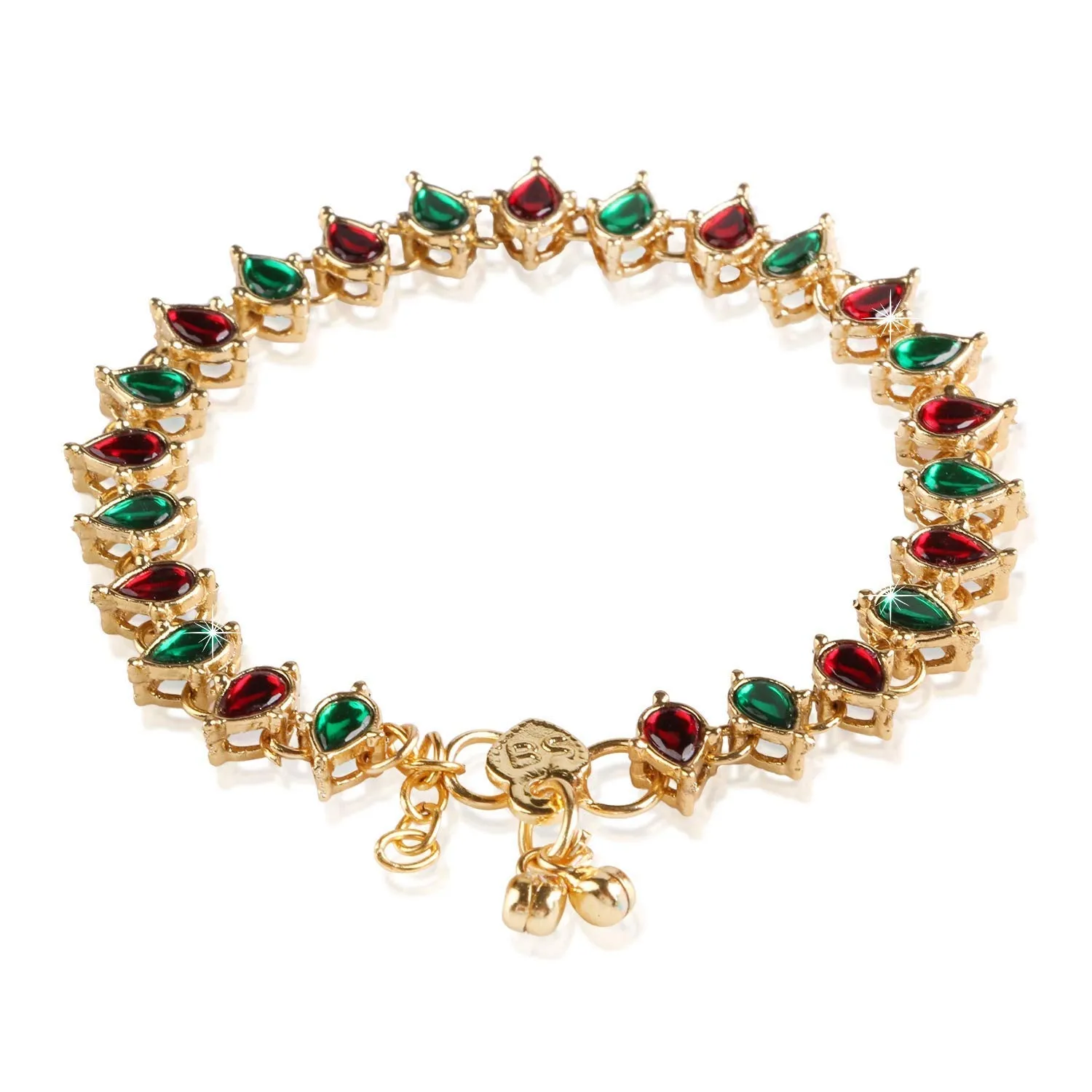 Women's/Girls Traditional Gold Plated Alloy Kundan Payal Anklets Jewellery