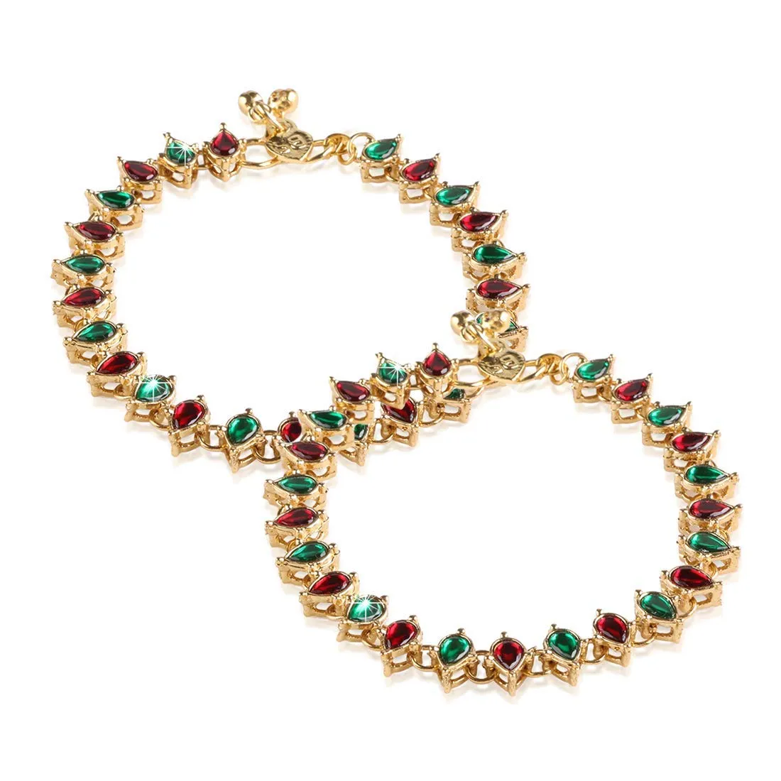 Women's/Girls Traditional Gold Plated Alloy Kundan Payal Anklets Jewellery