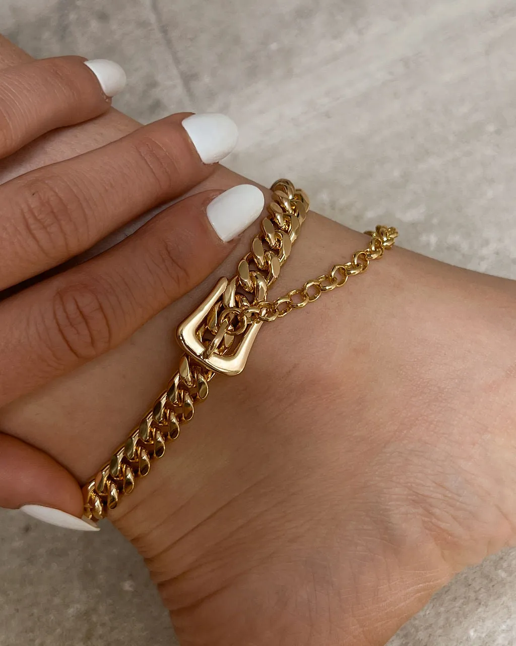 Woven Buckle Anklet- Gold