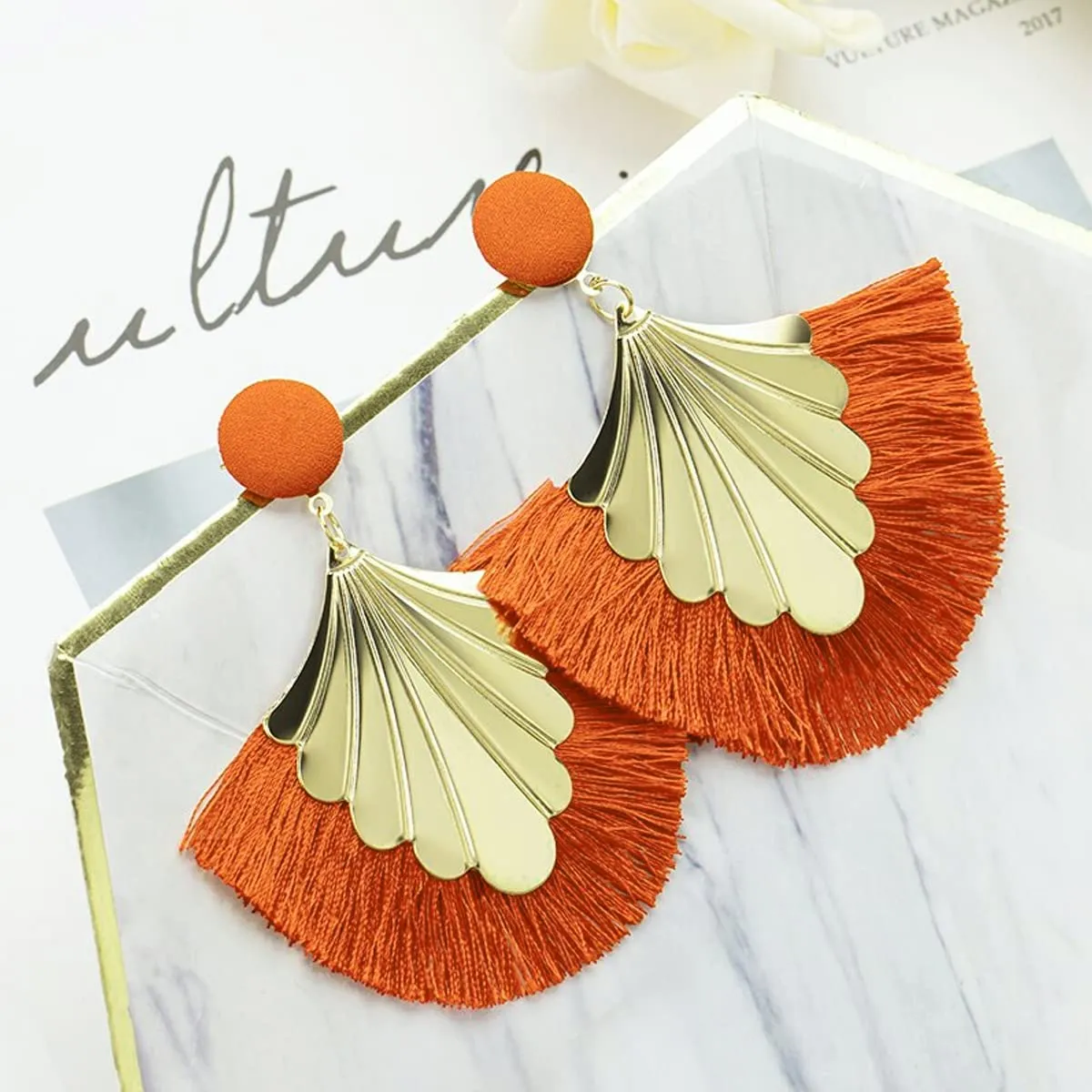 Yellow Chimes Earrings For Women Orange Color Thread Drop Earrings For Women and Girls