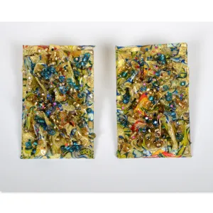 Yellow Confetti Rectangular Earrings