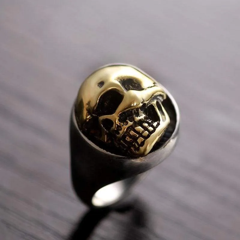 ZABRA 925 Sterling Silver Rose Gold 18mm Skull Ring for Women Mens Personality Biker Vintage Punk Jewelry aneis de prata 925