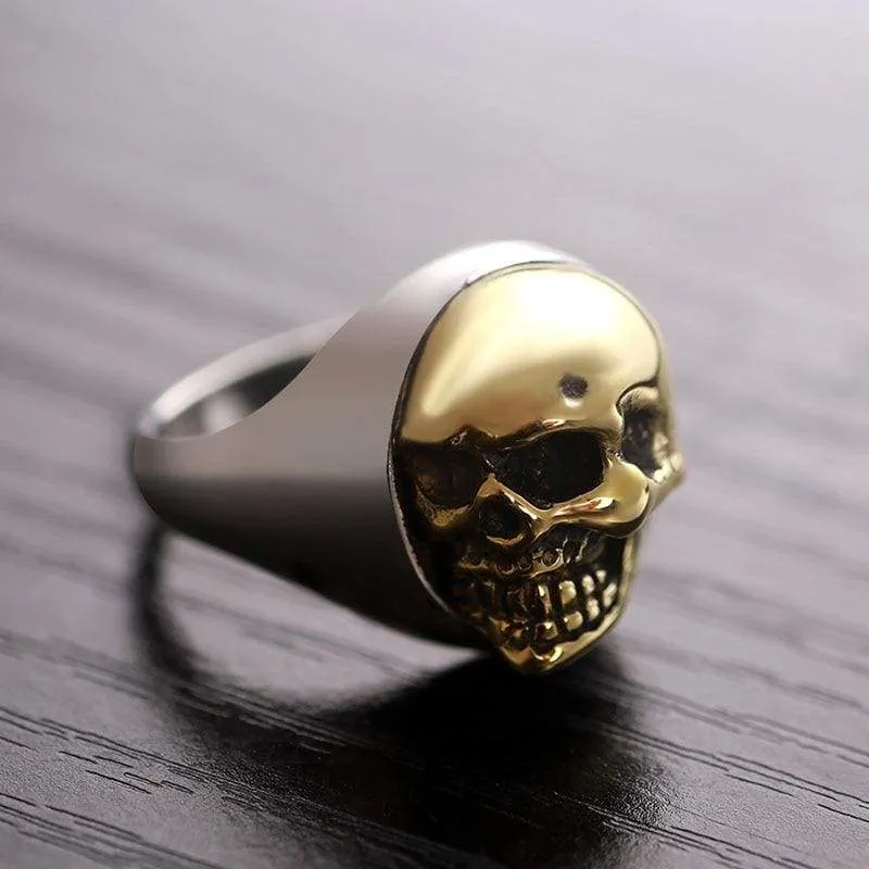 ZABRA 925 Sterling Silver Rose Gold 18mm Skull Ring for Women Mens Personality Biker Vintage Punk Jewelry aneis de prata 925