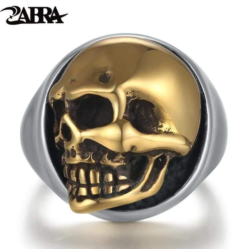 ZABRA 925 Sterling Silver Rose Gold 18mm Skull Ring for Women Mens Personality Biker Vintage Punk Jewelry aneis de prata 925